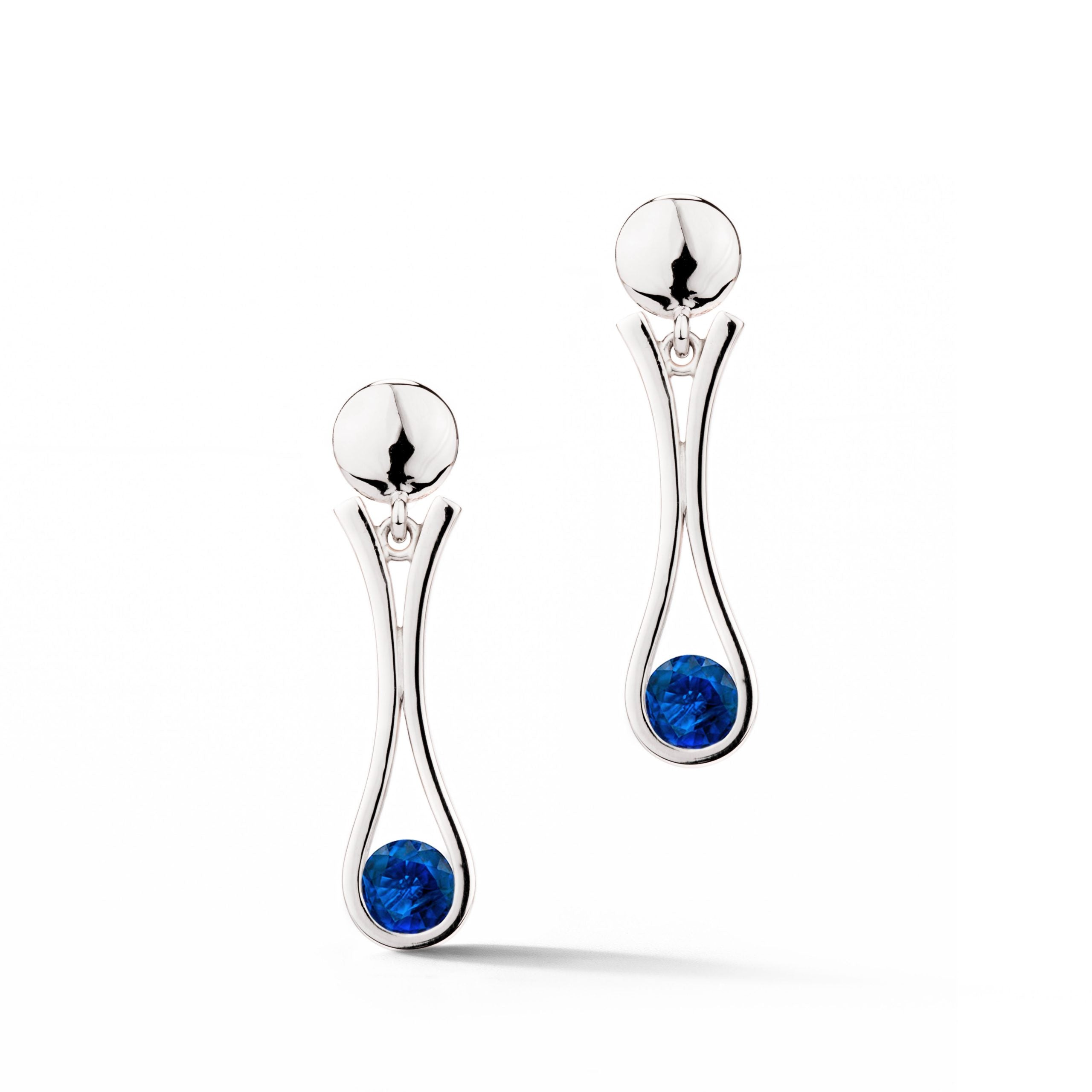 Sapphire teardrop drop earrings in 14k yellow gold