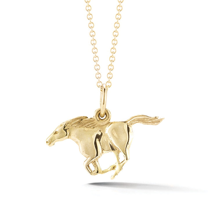 14k yellow gold running horse charm from our exclusive equestrian collection
