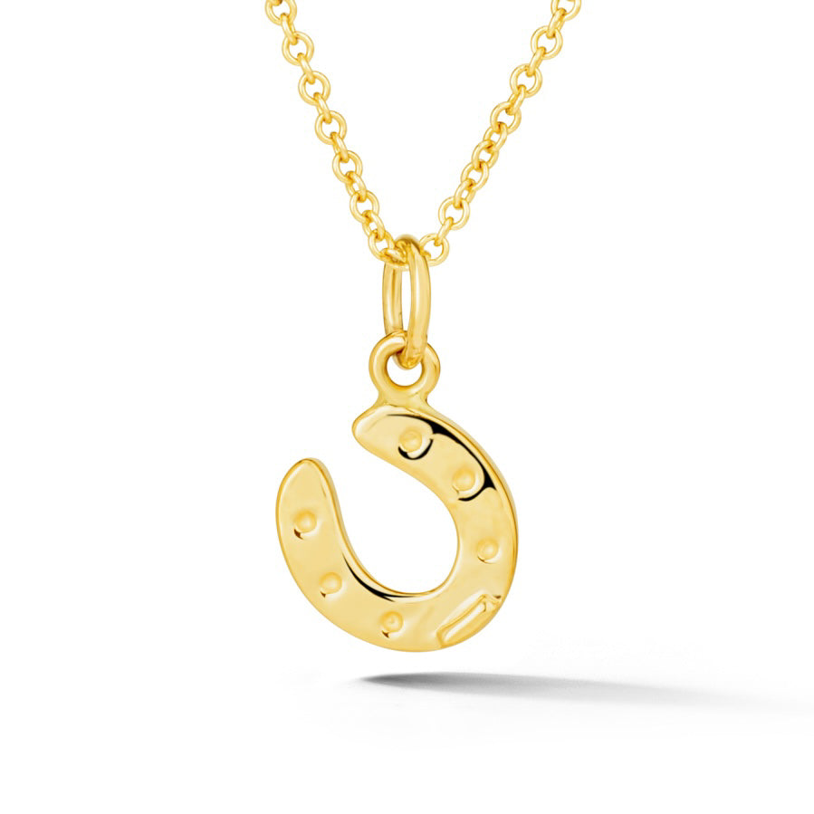 14k yellow gold horseshoe charm pendant from deJonghe Jewelry Equestrian Collection
