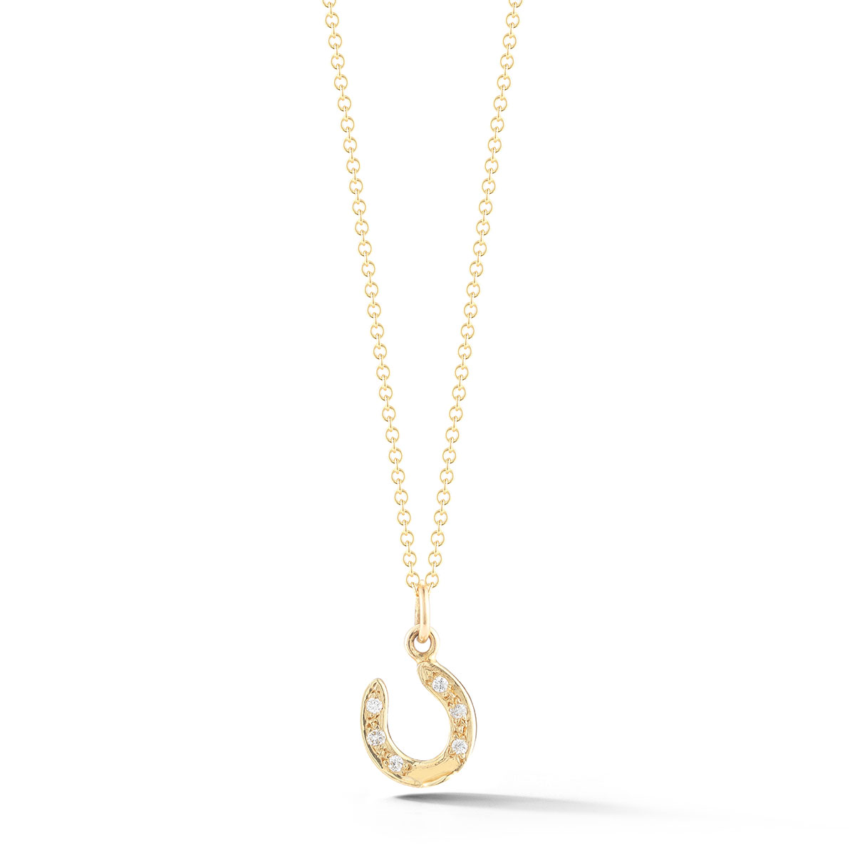 14k white gold horseshoe charm with diamonds from deJonghe Jewelry's exclusive Equestrian Collection