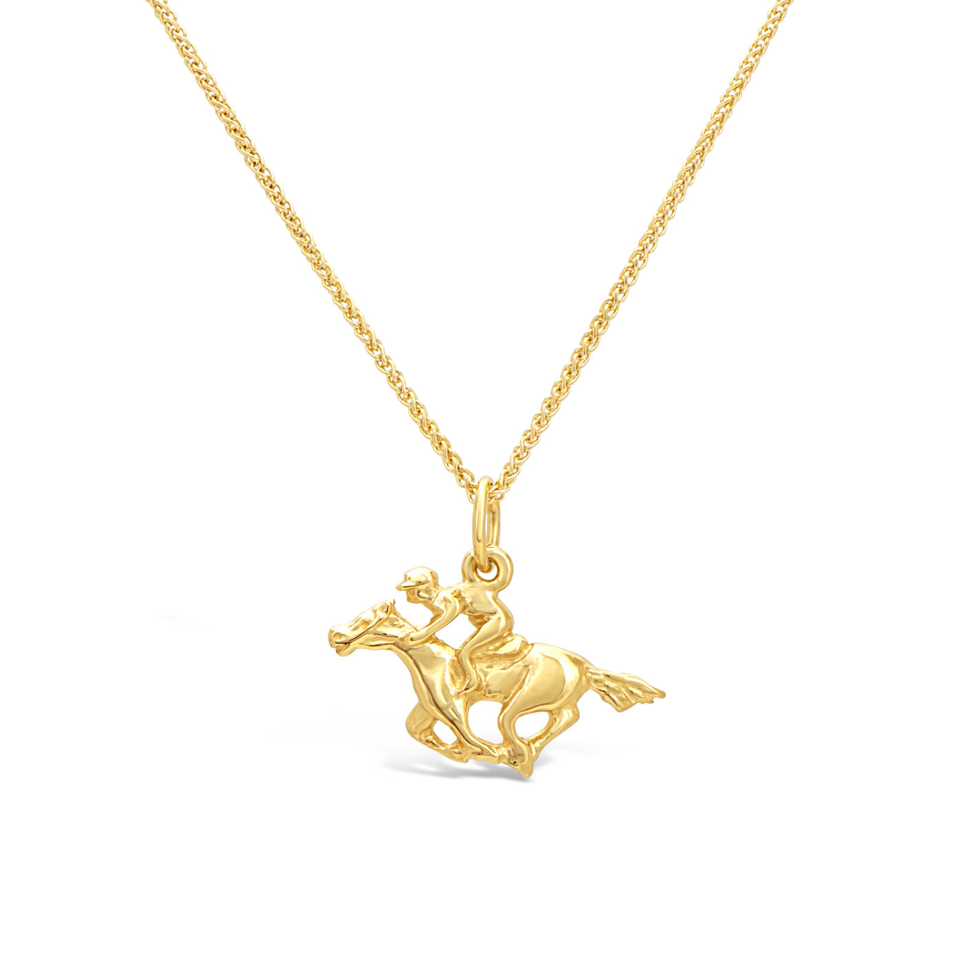 14k yellow gold horse and jockey charm from our exclusive equestrian collection