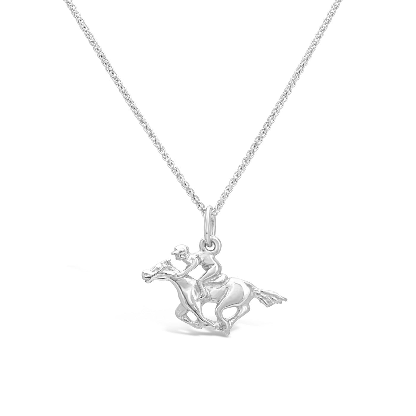 Sterling silver horse and jockey charm from our exclusive equestrian collection