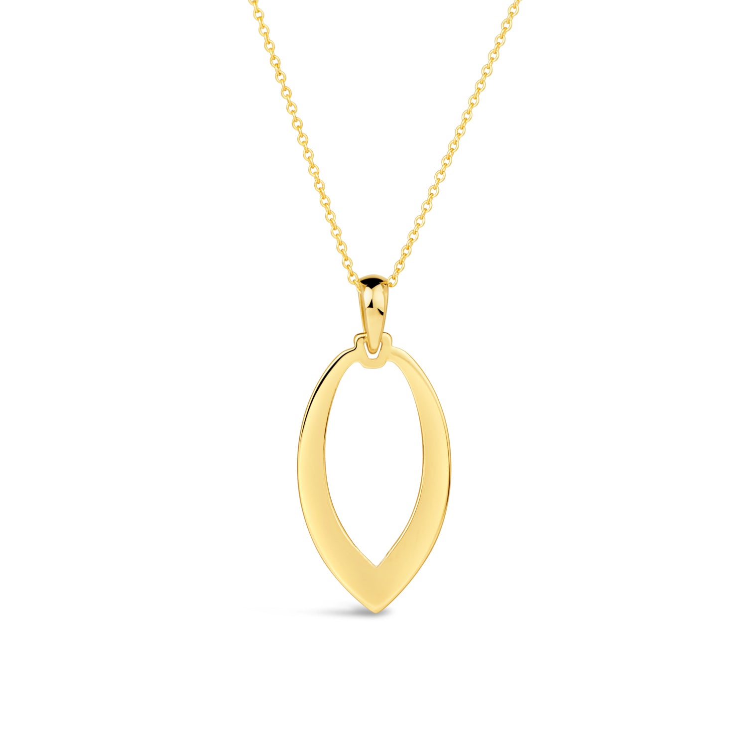 Marquise pendant necklace in polished 14K yellow gold