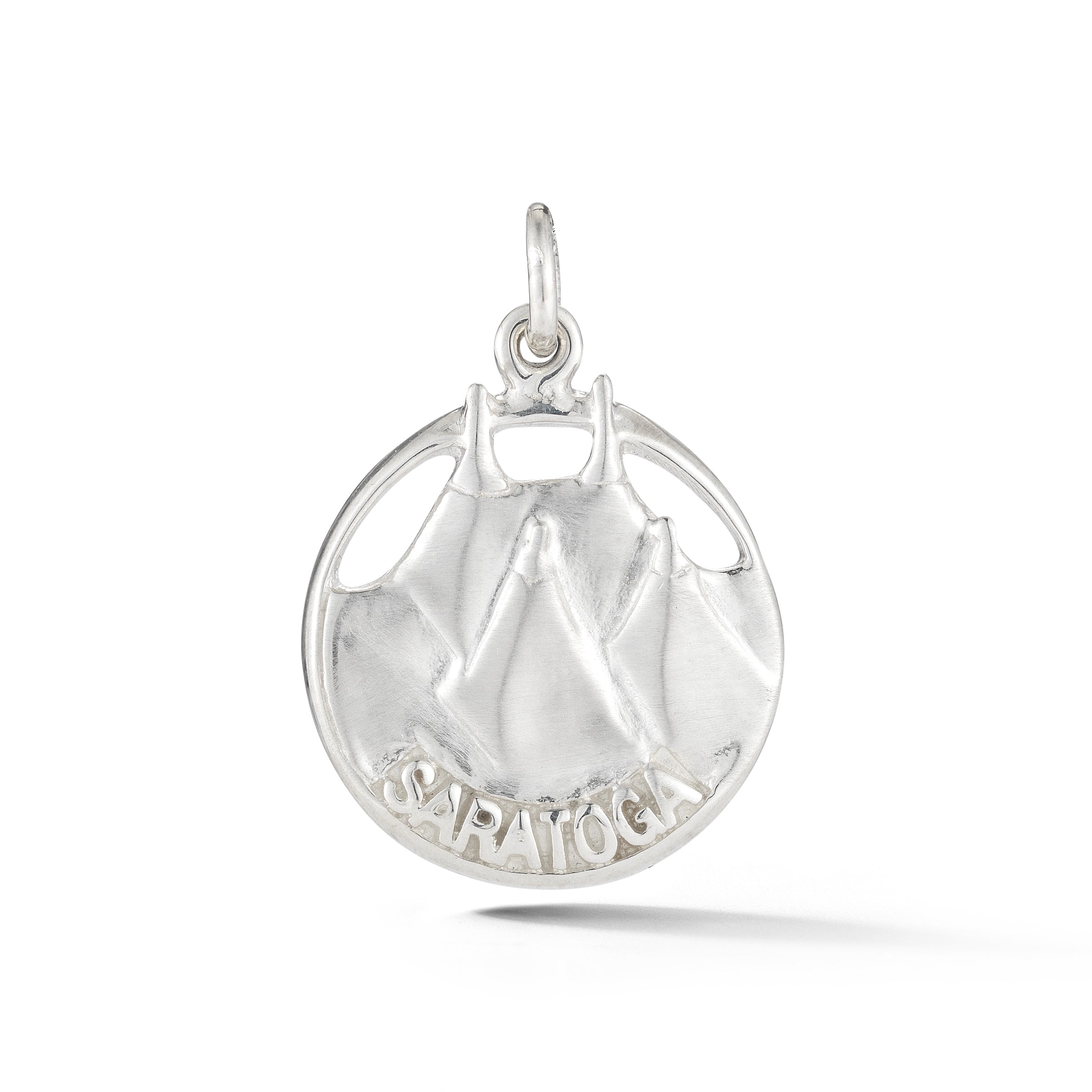 Sterling silver Saratoga race course steeples charm from our Saratoga Collection