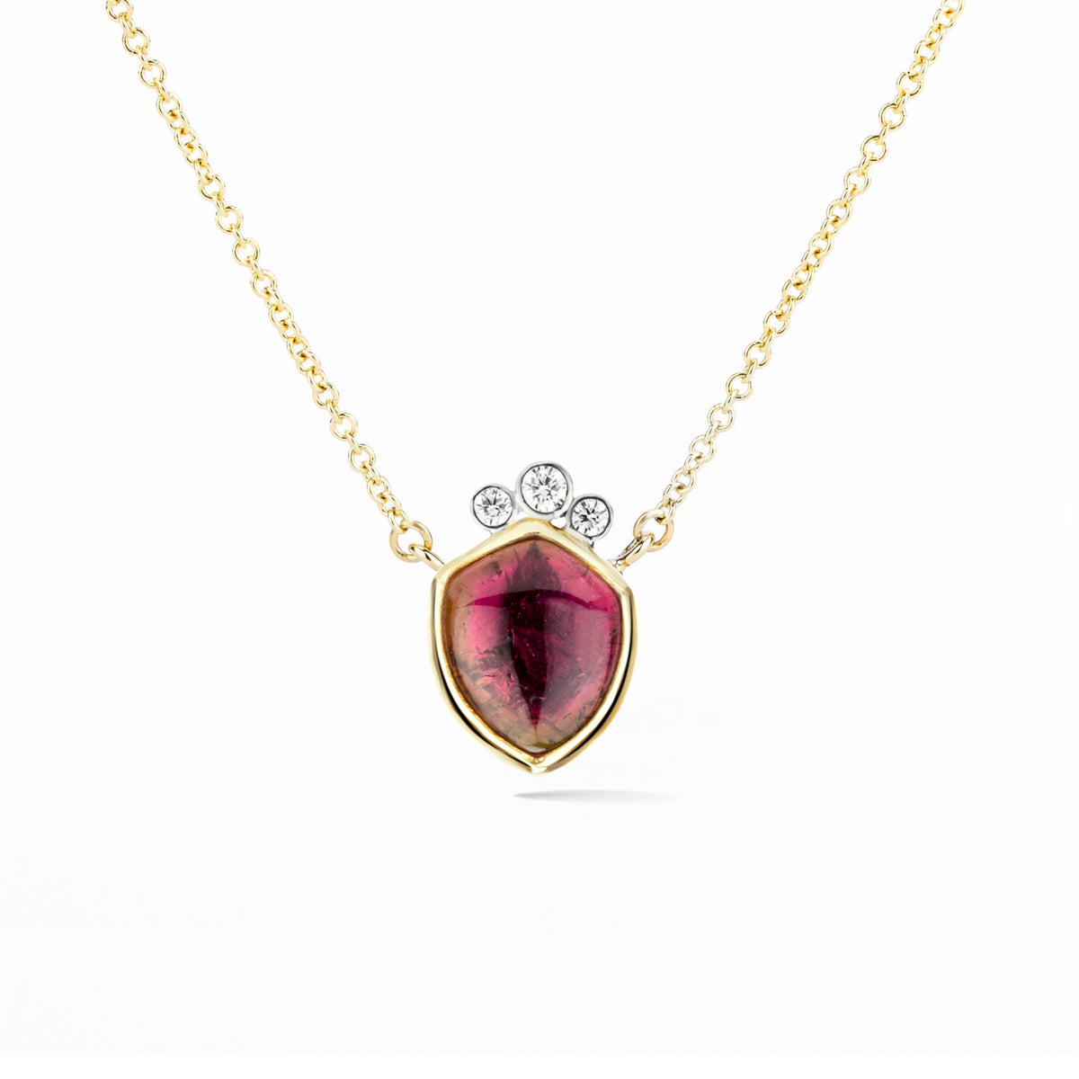 2.06ct watermelon tourmaline, 0.08ctw natural diamonds, 18k and 14k yellow gold, 14k white gold,
