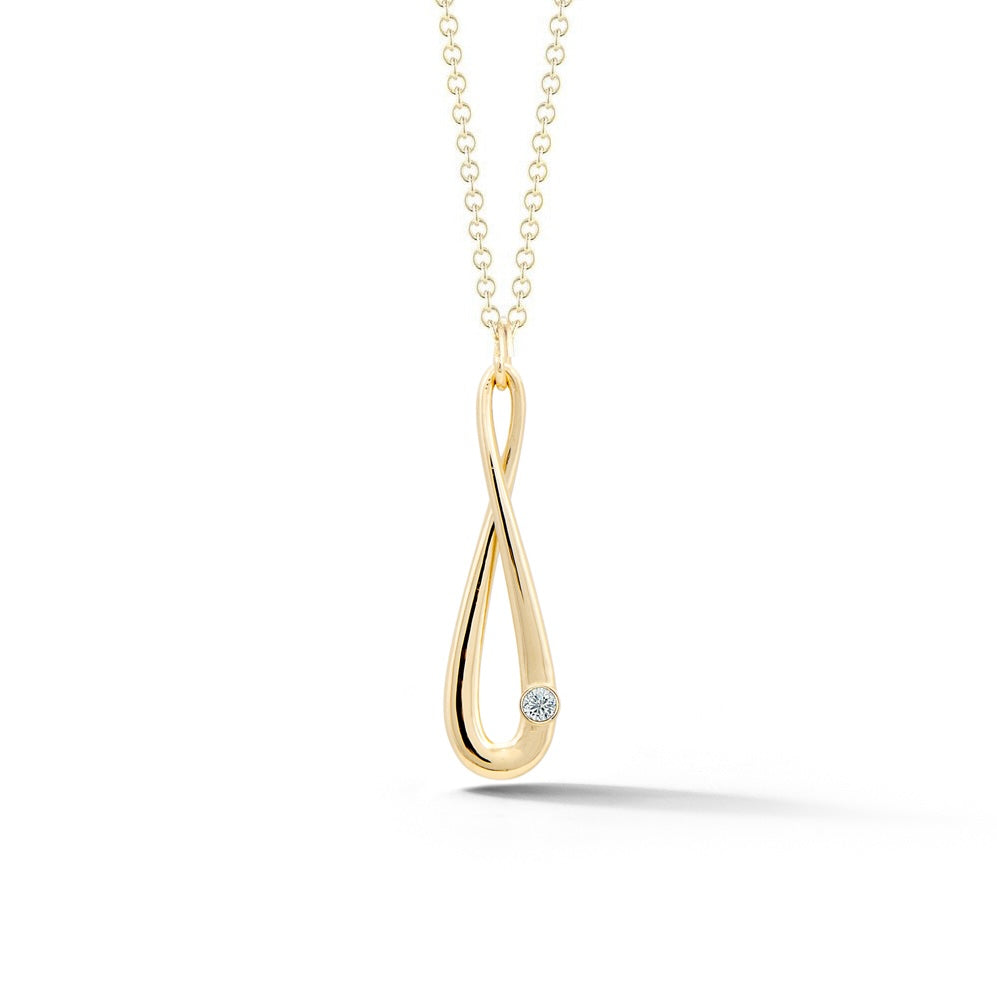 14k yellow gold infinity pendant necklace with diamond accent