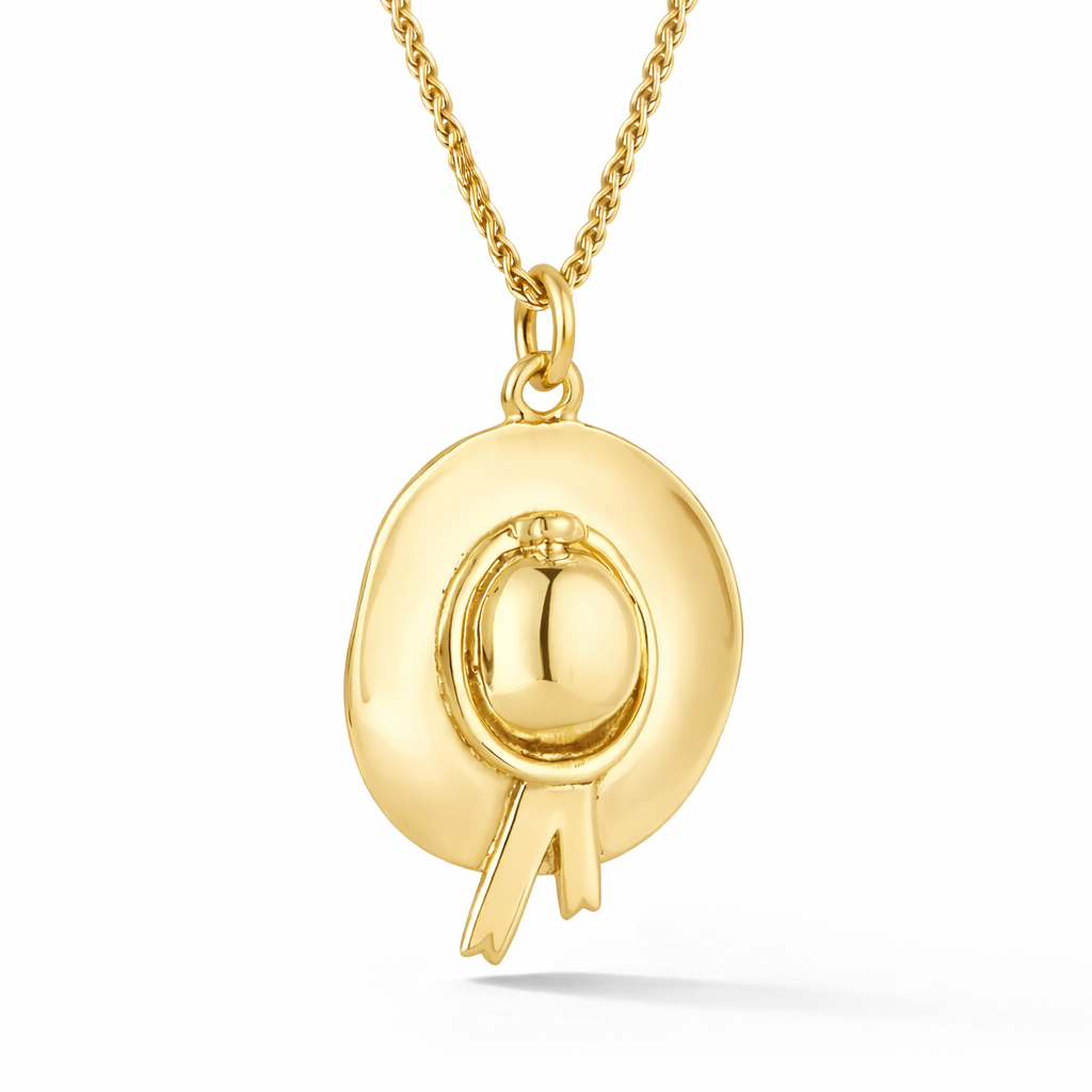 14k yellow gold Saratoga hat charm/ pendant from our Saratoga Collection