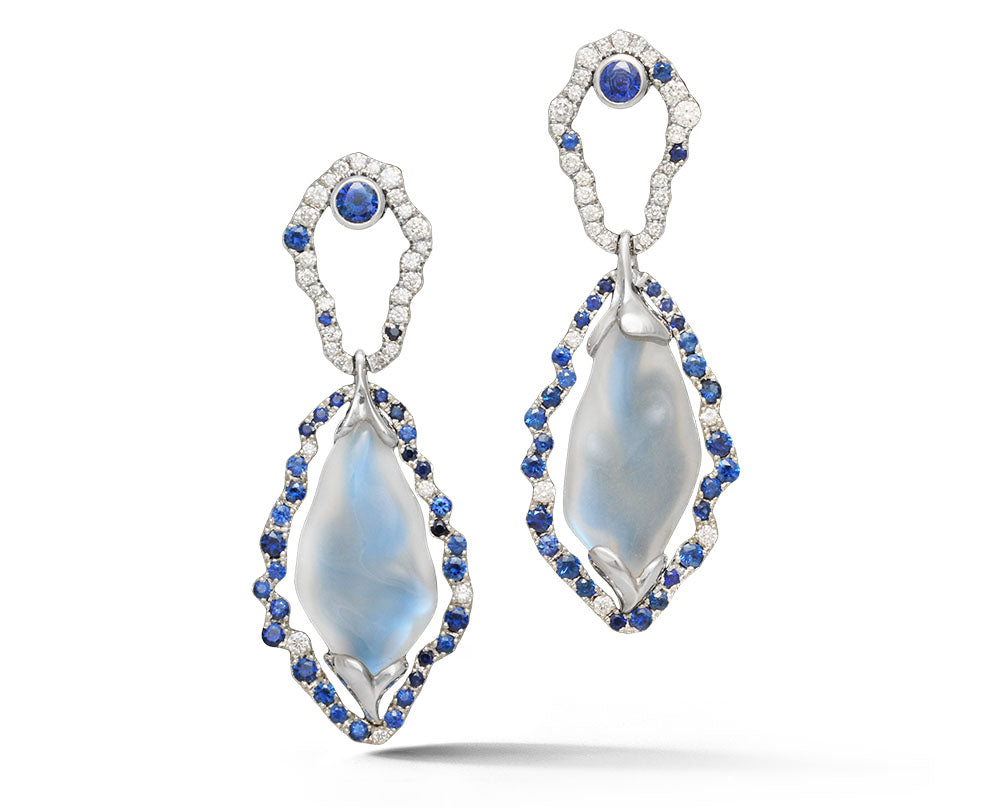 Platinum Moonstone Earrings