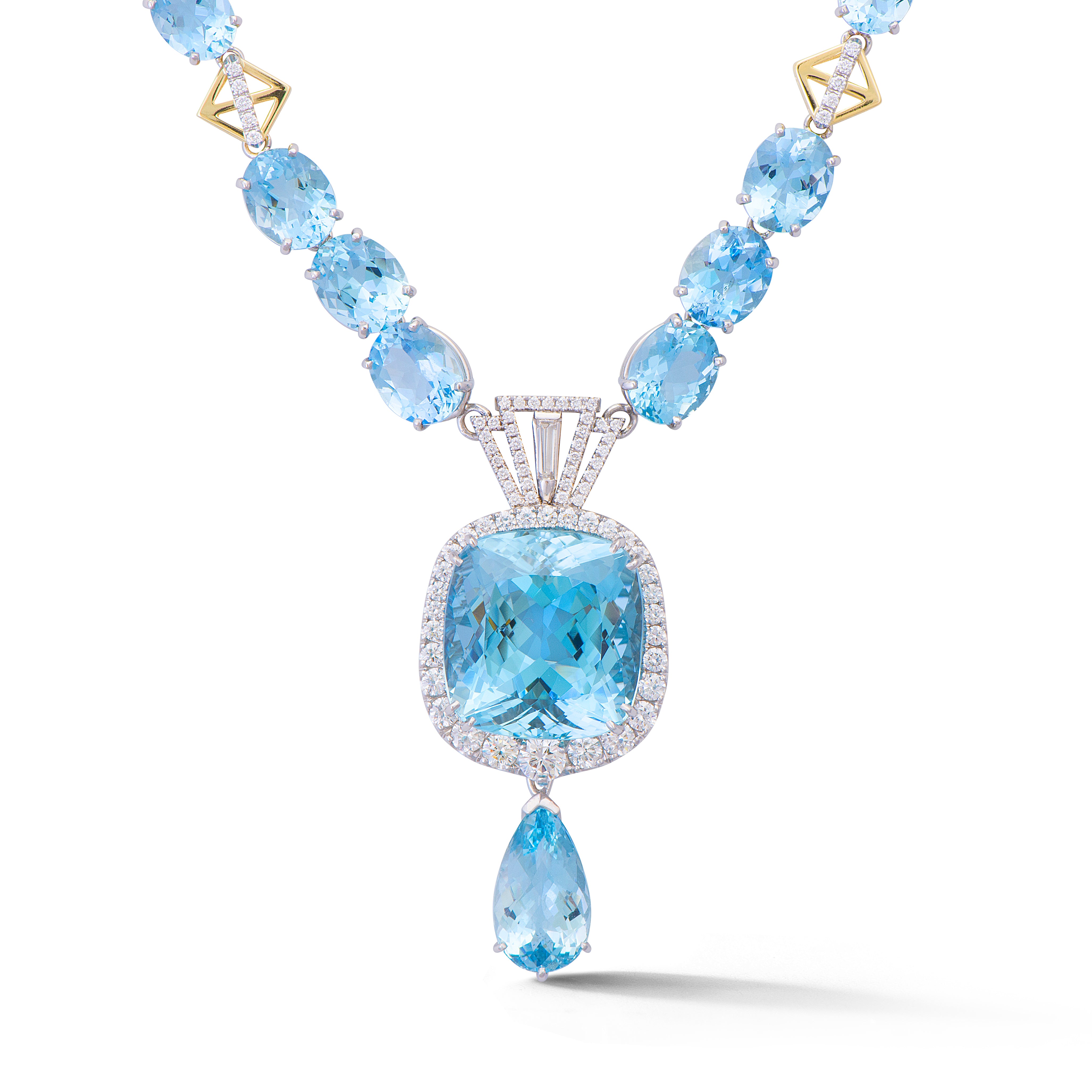 Aquamarine and Diamond Statement Necklace