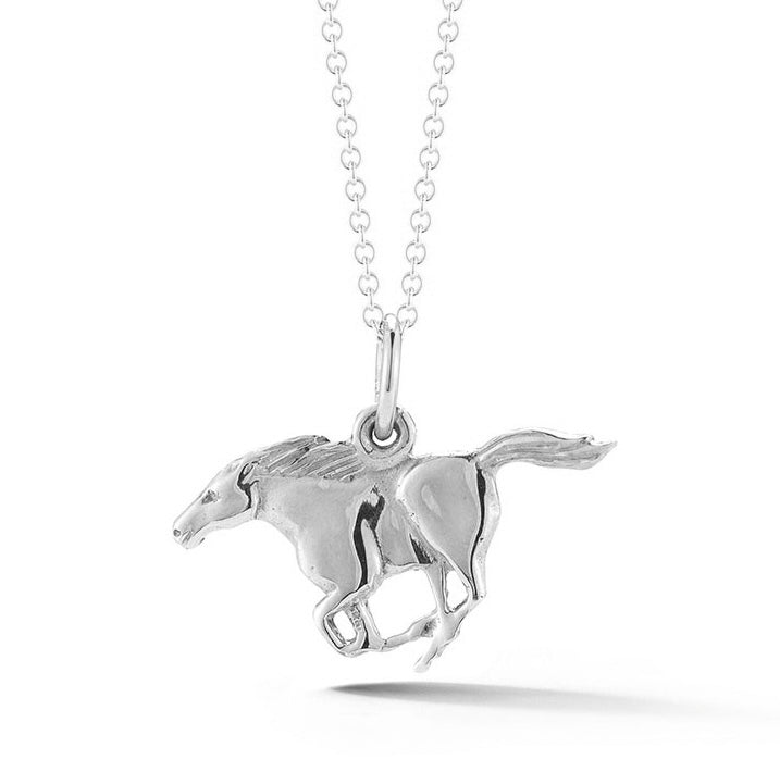 14k white gold running horse charm from our exclusive equestrian collection