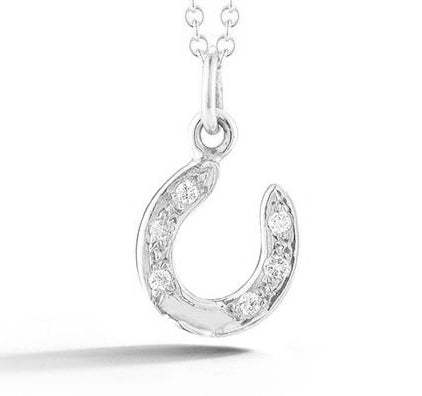 14k white gold horseshoe pendant with diamonds from deJonghe Jewelry's exclusive Equestrian Collection