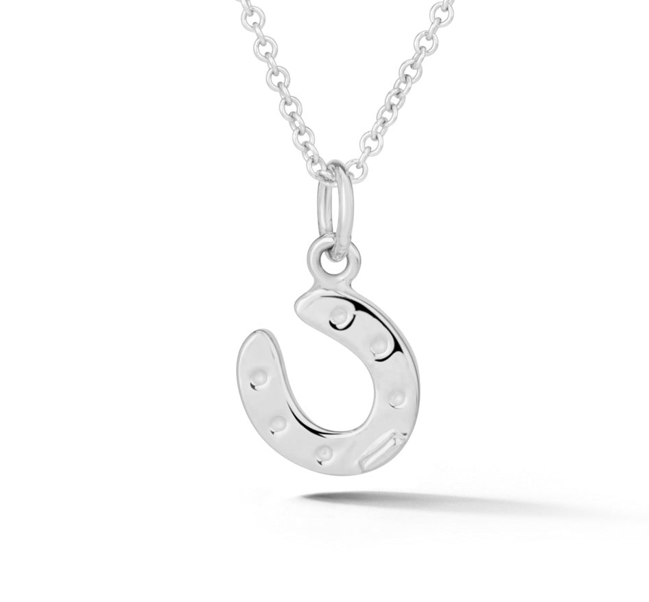 14k white gold horseshoe charm pendant from deJonghe Jewelry Equestrian Collection