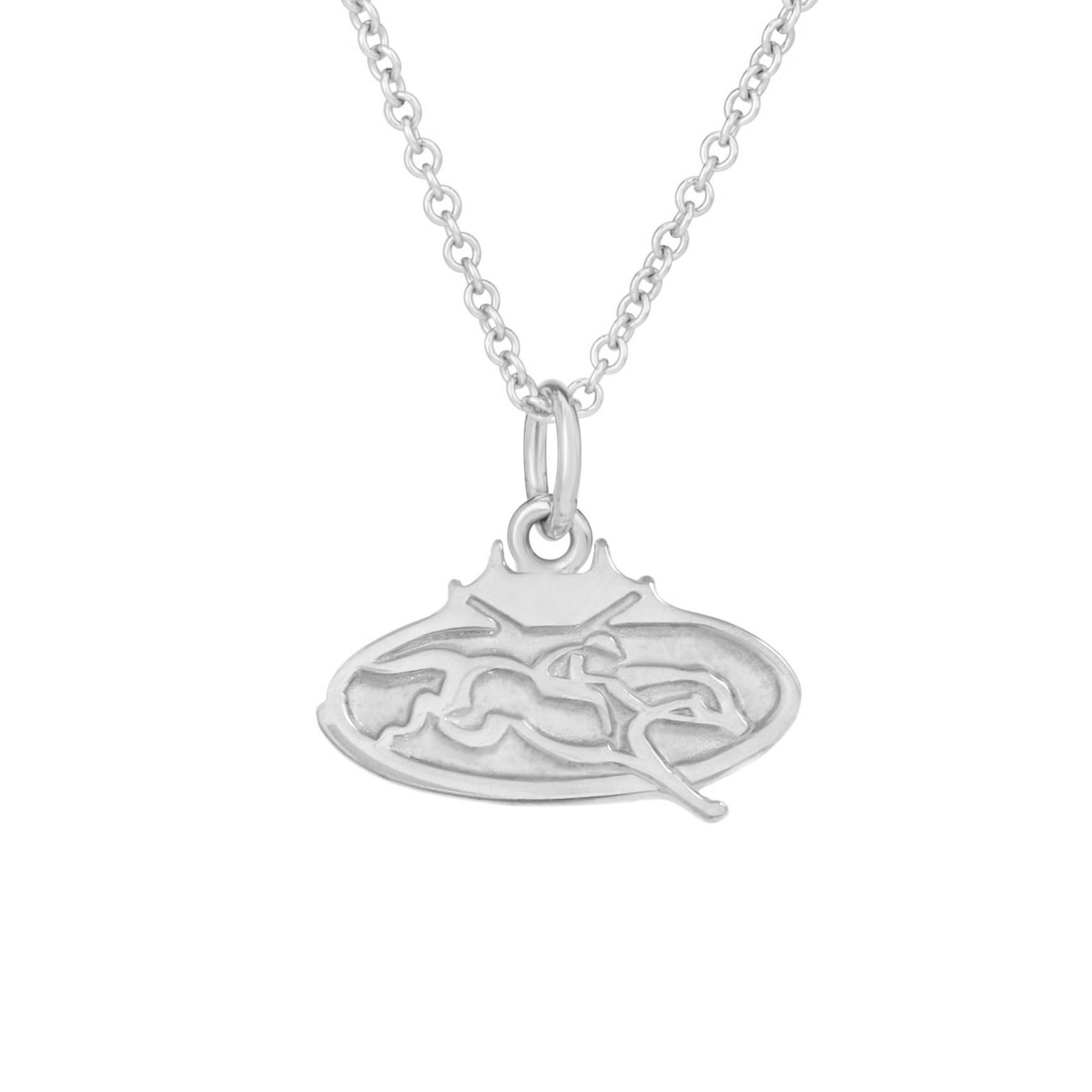 Sterling silver steeplechase charm showing horse and rider jumping from our exclusive equestrian collection