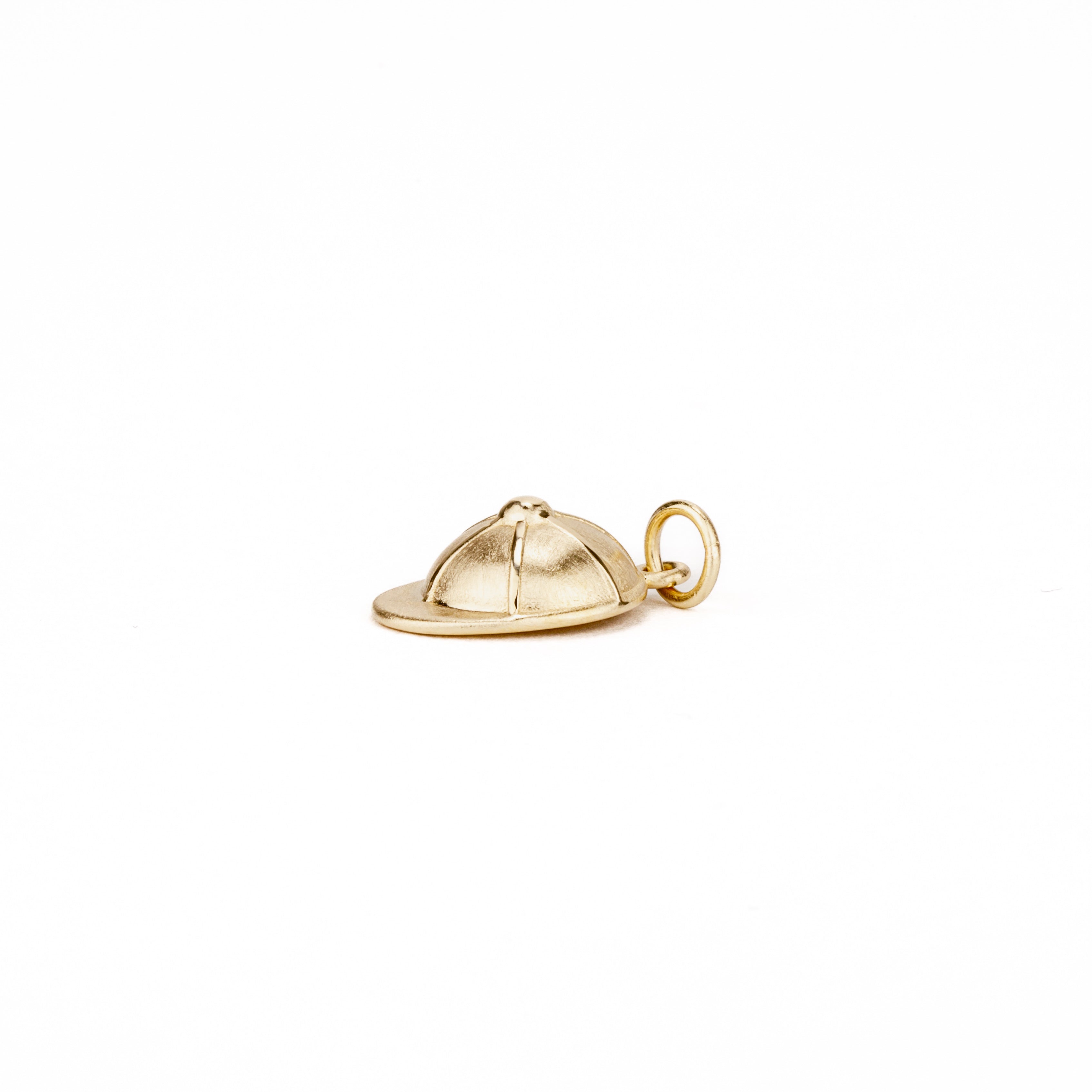 14k yellow gold jockey cap charm with detailed crown and brim from our exclusive Equestrian Collection