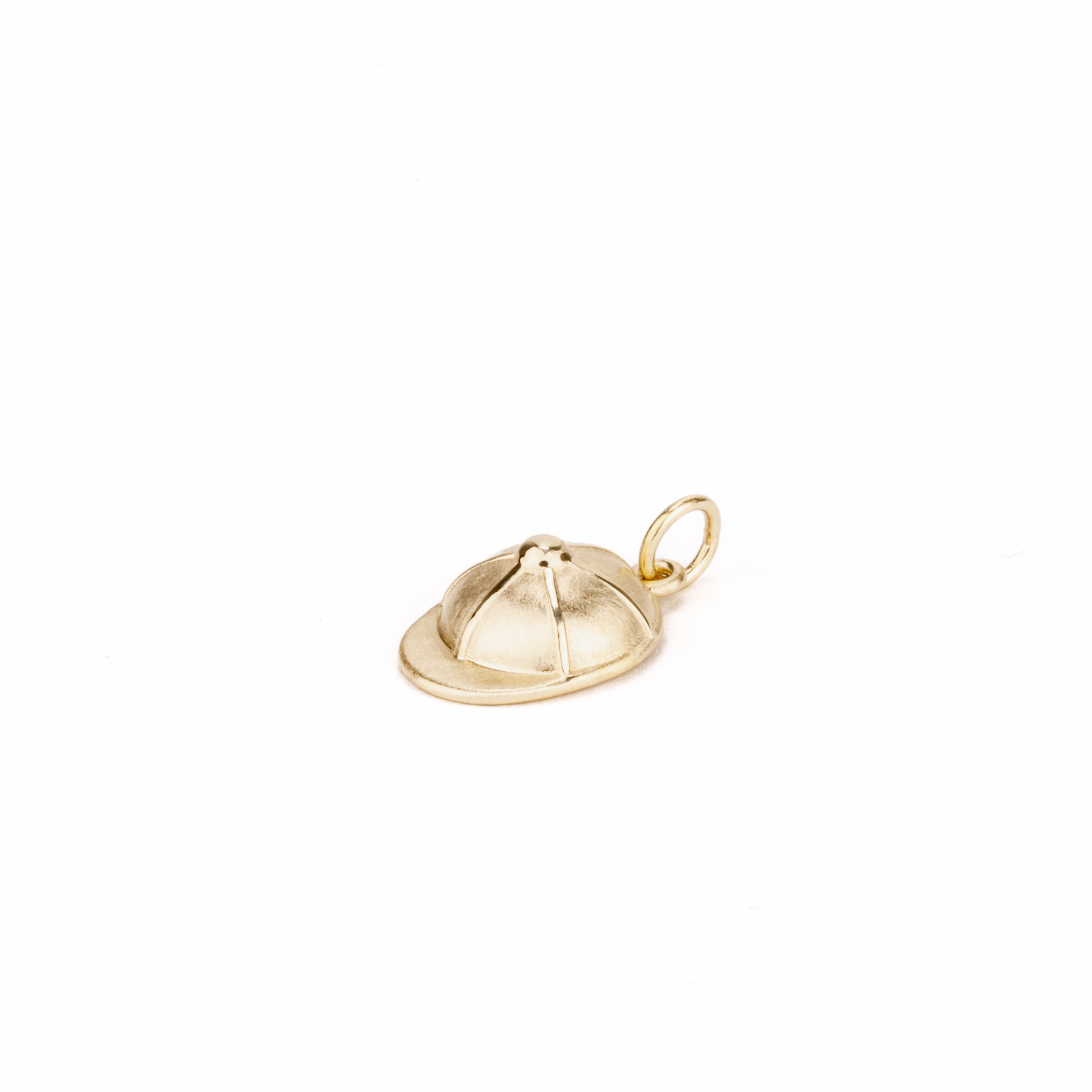 14k yellow gold jockey cap charm with detailed crown and brim from our exclusive Equestrian Collection