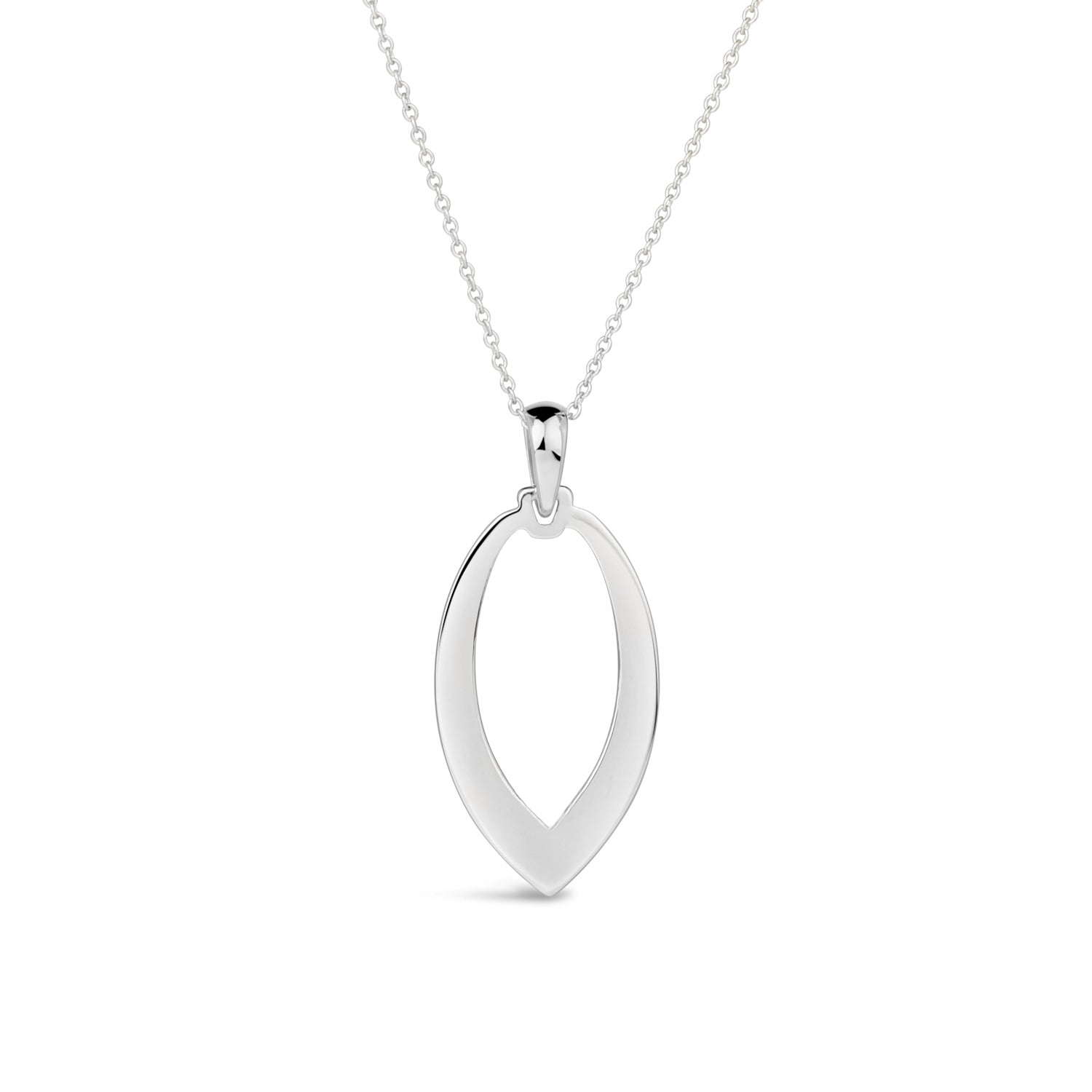 Marquise pendant necklace in polished 14K white gold