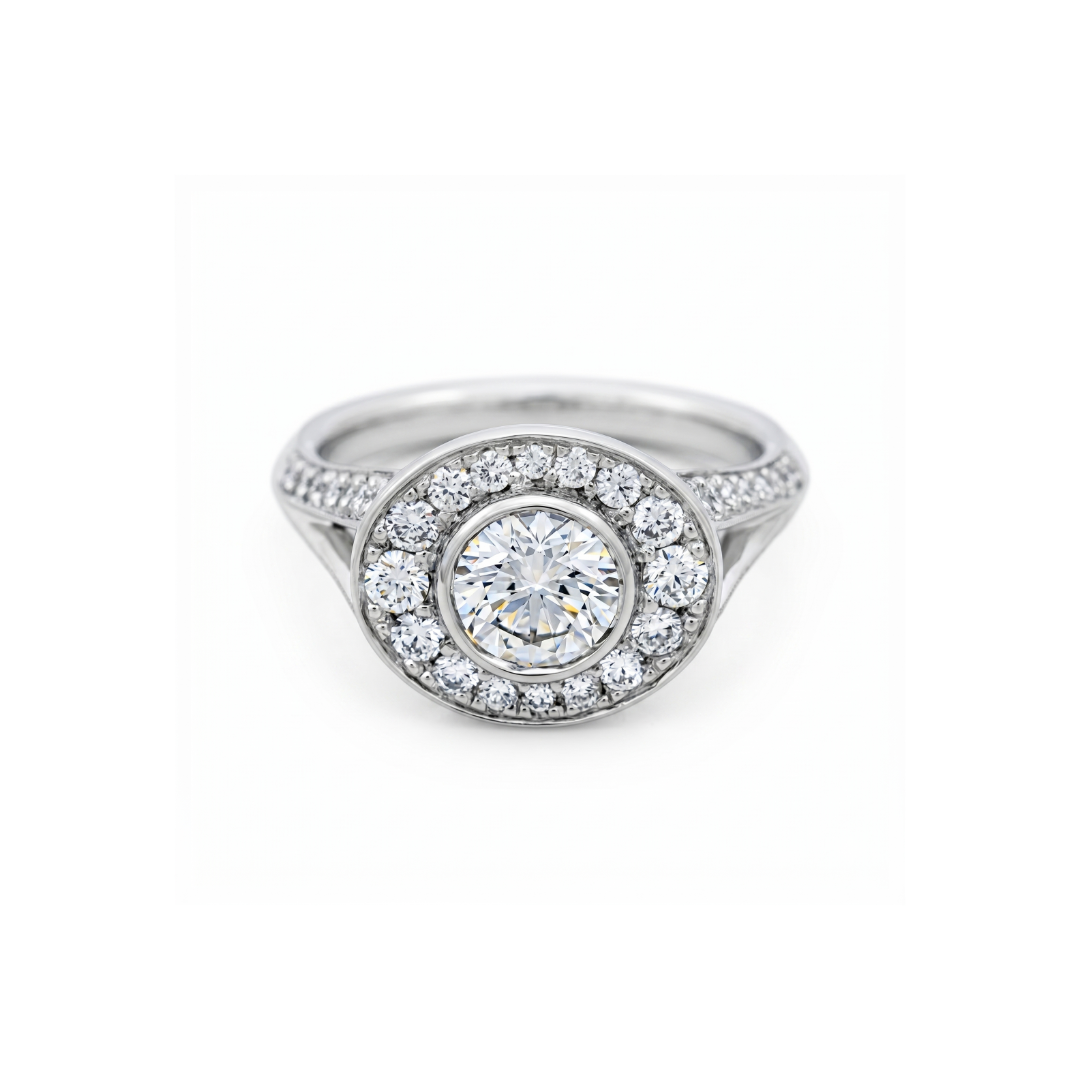 Round Diamond Halo Engagement Ring