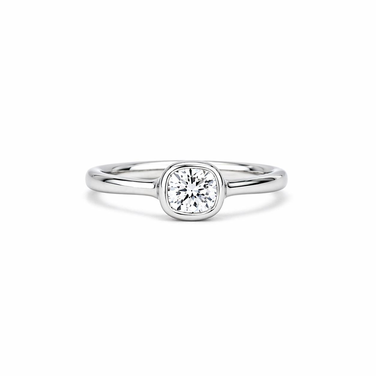 Cushion cut diamond solitaire ring in platinum