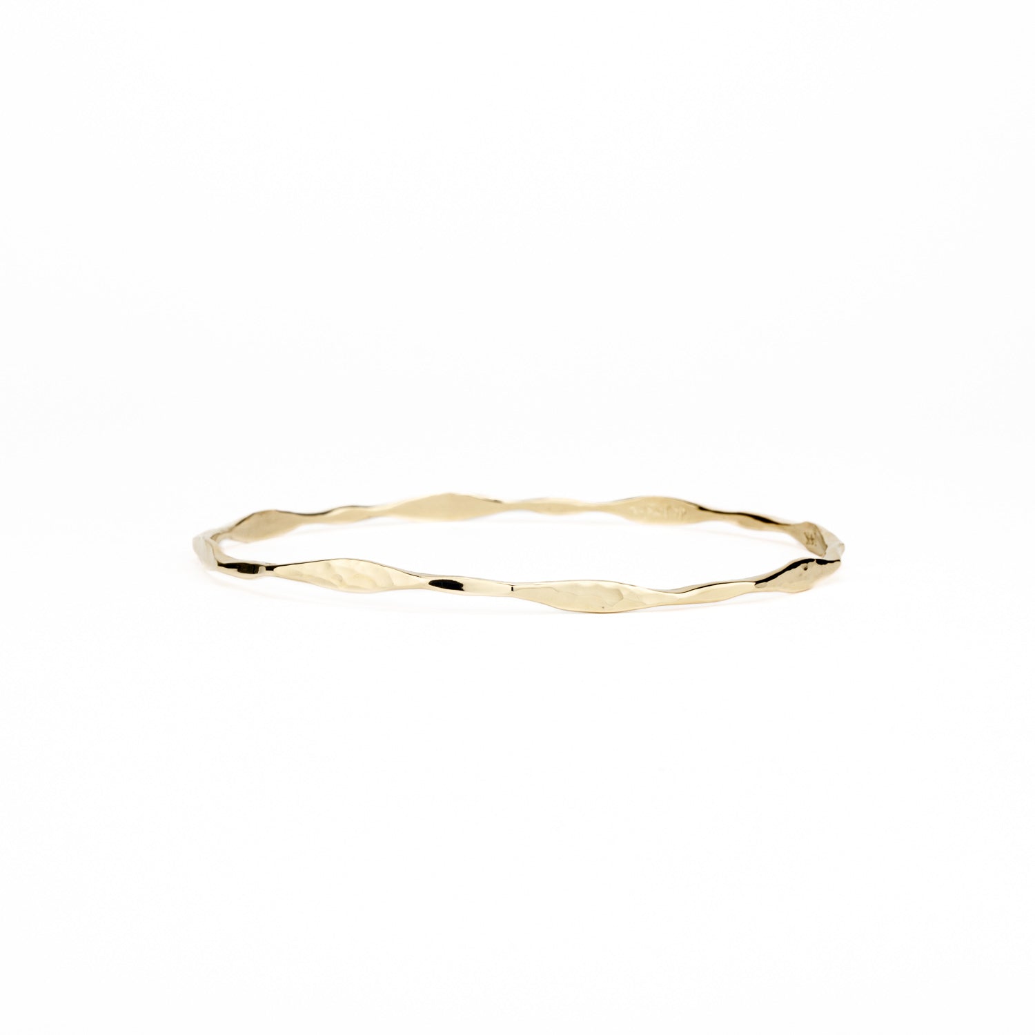  Forged 14k yellow gold bangle bracelet with organic flares