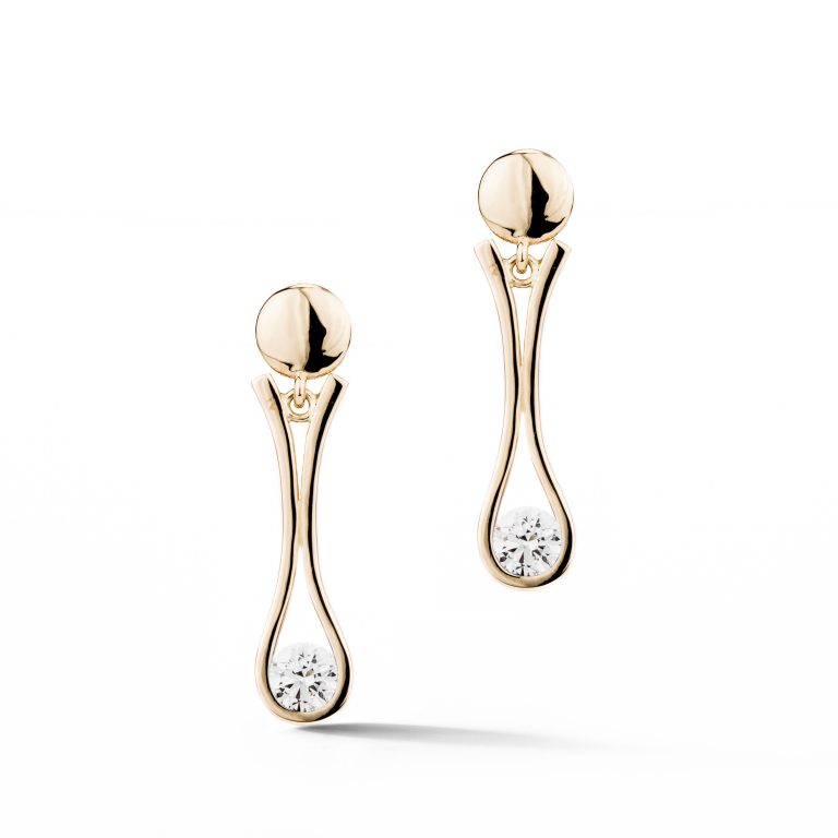 Diamond teardrop drop earrings in 14k yellow gold