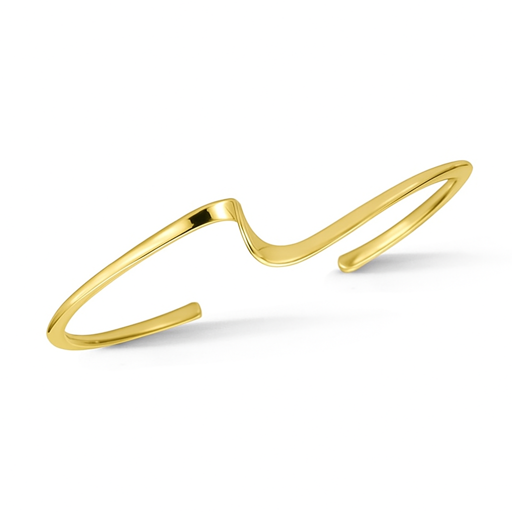 14k white gold hand-forged open cuff bracelet with angular twist detail, The High Rock