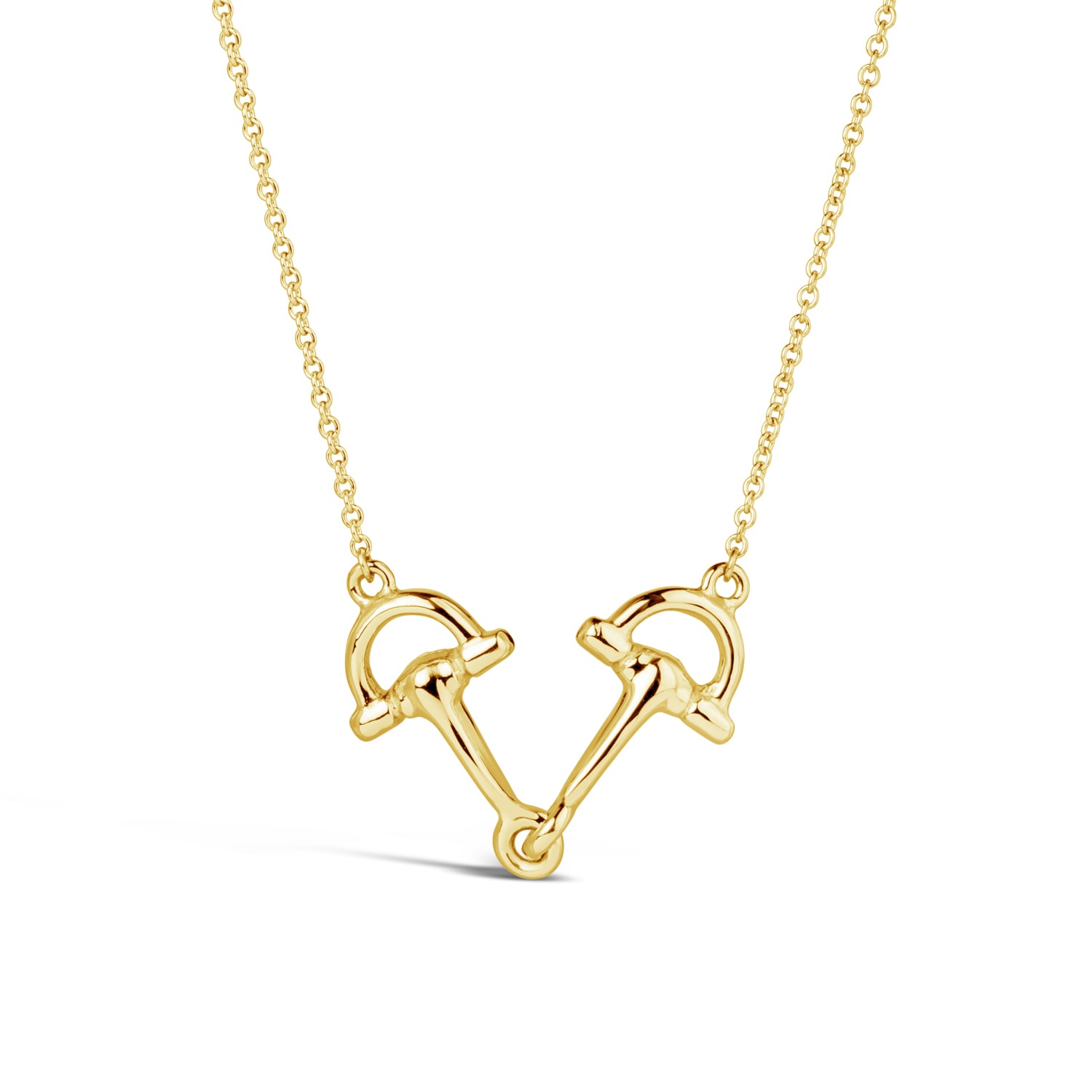 Snaffle bit necklace in 14k yellow gold 