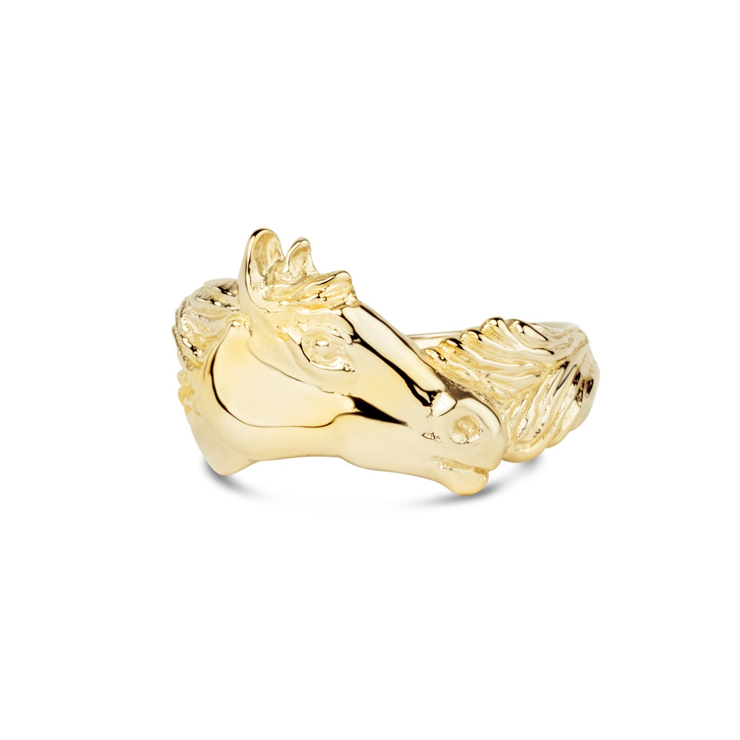 Horse head ring in 14k yellow gold, size 6.5