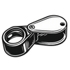 black and white icon of a jeweler's loupe